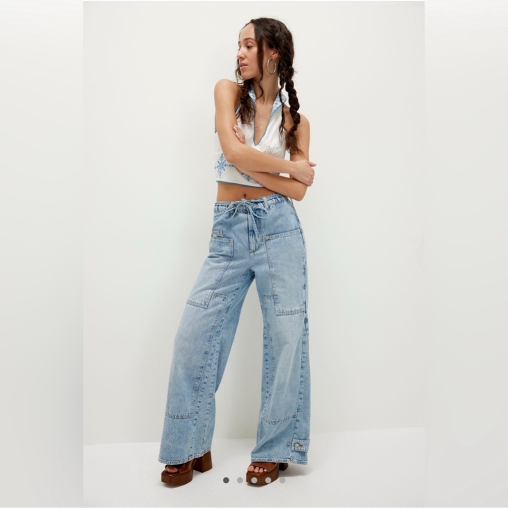Free People CRVY Outlaw Wide Leg Jeans Size M nwt